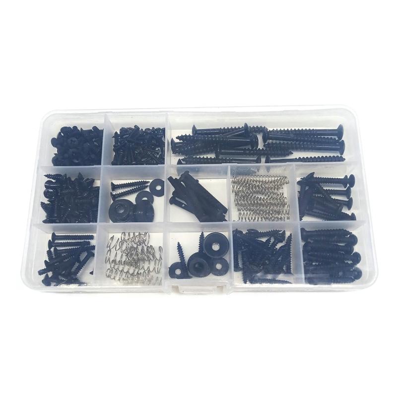 258Pcs Guitar Screw Kit (9 Types) with Springs for Electric Guitar Bridge, Neck Plate, Pickguard, Pickup, Switch, Tuner