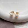 Real steamed bread bead ear clips, no ear piercings, high-end simple temperament, natural freshwater pearls, painless mosquito coil disc earrings