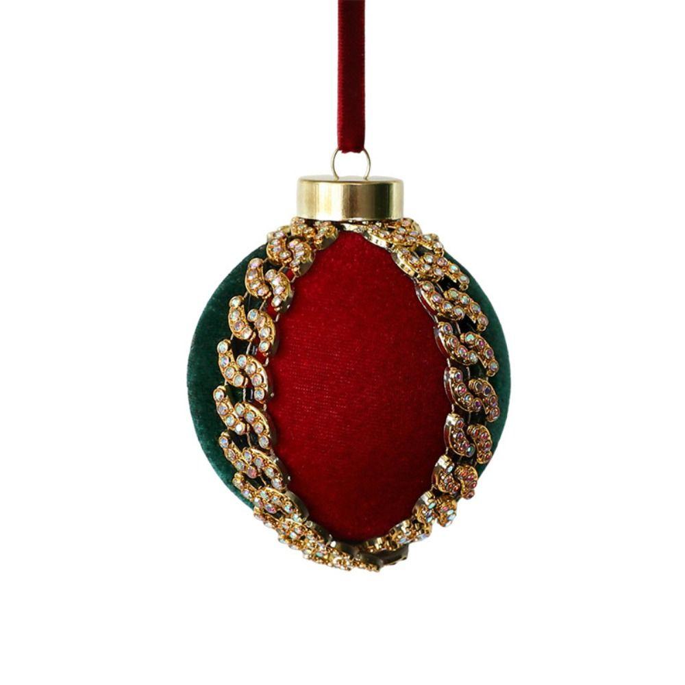 Flocked Velvet Velvet Christmas Ball 8cm Diameter Rhinestone Christmas Balls  Party Decoration