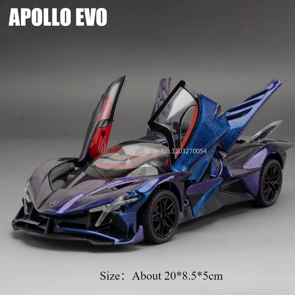 

1:24 Apollo IE EVO Alloy Model Toy Diecast Car Doors Opened with Sound Light Pull Back Front Wheel Steering Sports Cars Boy Gift