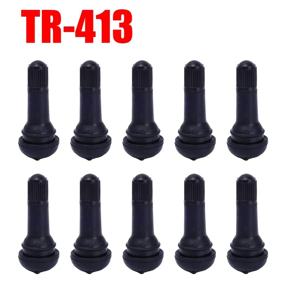 TR413 TR414 Vacuum Tire Valve Nozzle with Dust Cap Car Motorcycle Bicycle Snap-in Tubeless Tyre Rubber Valve Replaceable Parts