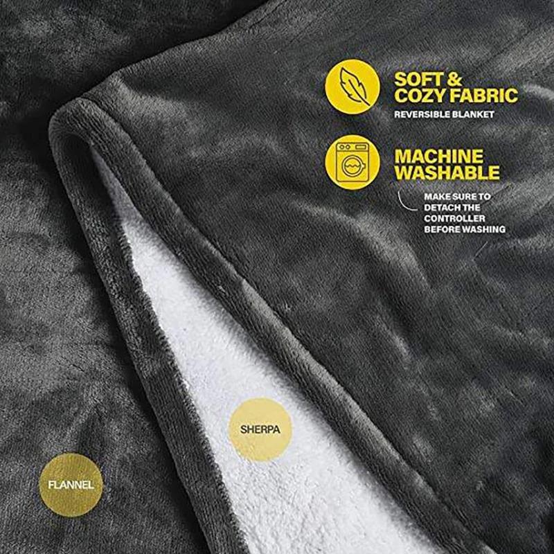 Electric Blanket Flannel Blanket Mattress Winter Machine Washable Double Layer Temperature Control Warmer Heated Throw Blanket
