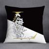 Golden Lace Letter Series Pattern Decorative Pillowcase, Square Home Office Decoration (45Cm * 45Cm)