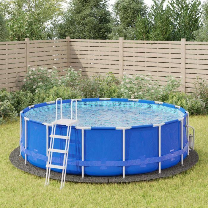 VidaXL Bâche de piscine gris clair Ø458 cm géotextile polyester 94220