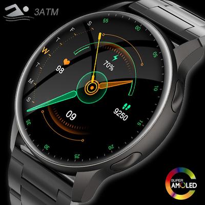 Ceas inteligent rezistent la apă de 3 atm Ecran pentru bărbați și femei Afișează întotdeauna timpul Amoled Smartwatch Asistent vocal Tracker fitness pentru Xiaomi
