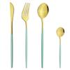 4Pcs/Set Colorful Dinnerware Set Stainless Steel Cutlery Dinner Set Knife Fork Coffee Spoon Silverware Set Kitchen Tableware Set
