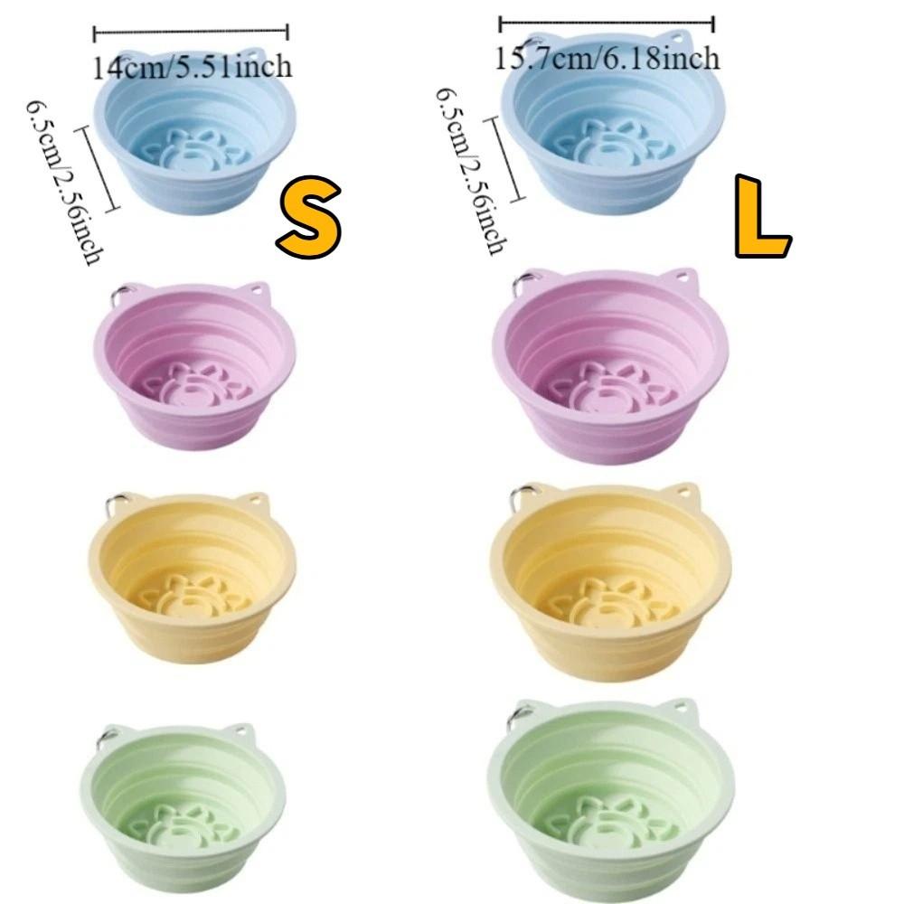 Lightweight Folding Portable Pet Bowl Silicone with Hanging Hook Slow Food Feeder Suction Cup Dog Feeding Bowl Camping