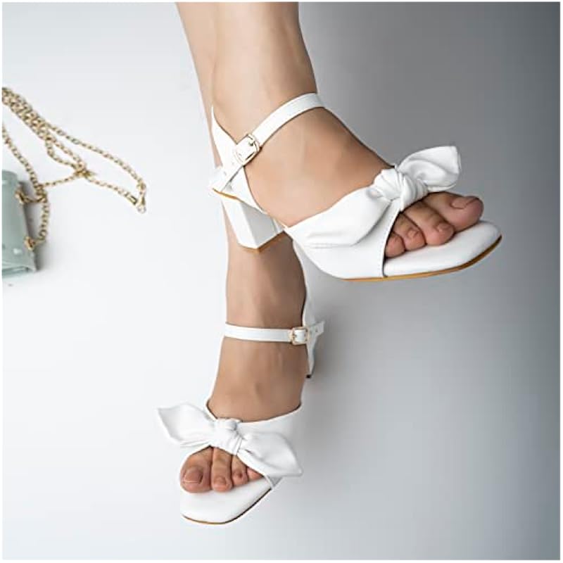 Shoetopia Women'S Block Heel Sandal (8 Uk) /White