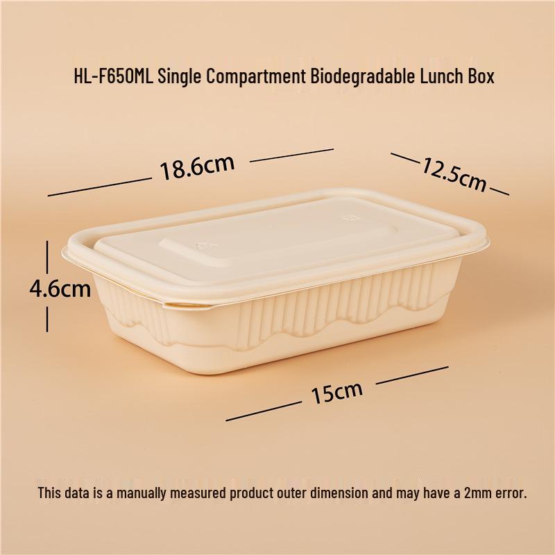 Biodegradable Rectangular Bento Box - Eco-Friendly Disposable Meal Container HL-F650 Rectangular Box