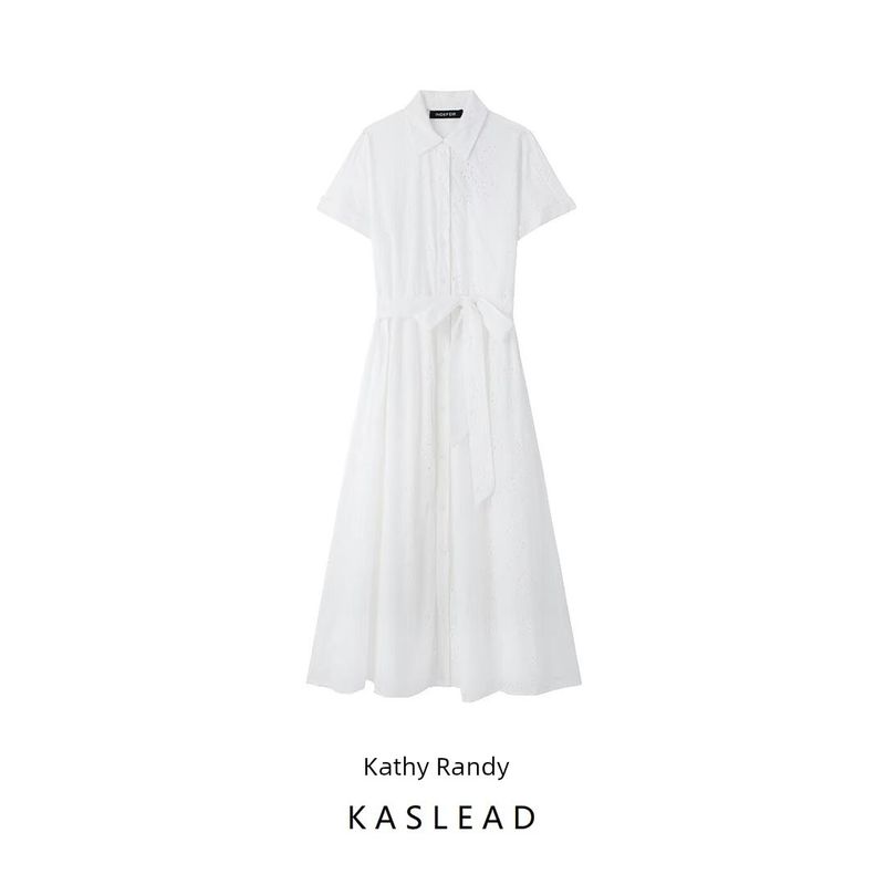 Kaslead New Arrival Women's Clothing Fashion Style Fashion Minimalist Cut Out Embroider Dress 7977112