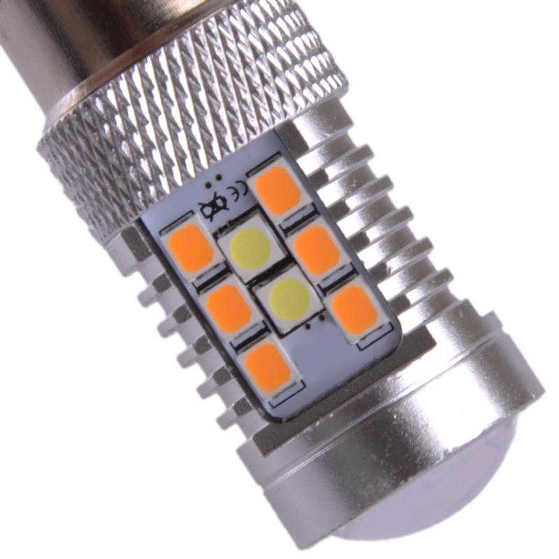 2Pcs 12V 1157 BAY15D White/Amber Dual Color LED Switchback Turn Signal Brake DRL Lights Bulb IP65 Waterproof