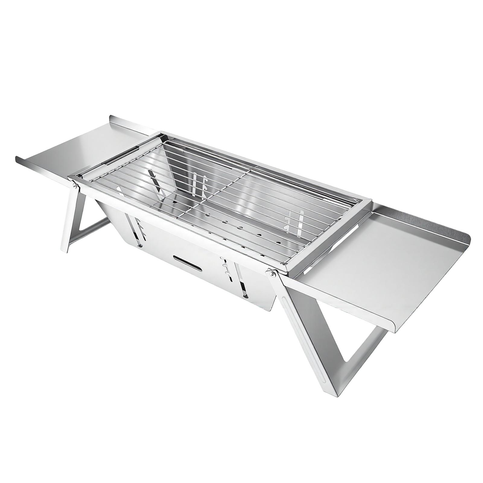 Foldable Small Charcoal Grill Stainless Steel Portable BBQ Grill Tabletop Charcoal Grill with Gloves for Camping Picnic