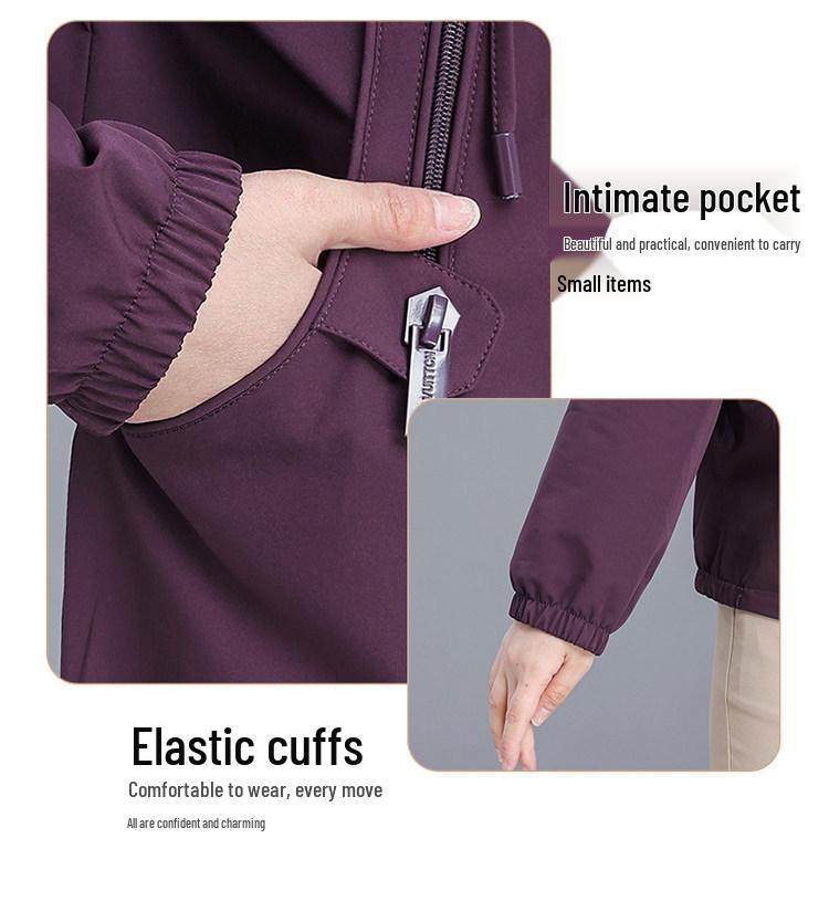 2026 New Style Women's Short Windbreaker for Mom and Grandma - Plus Size Spring and Autumn Jacket