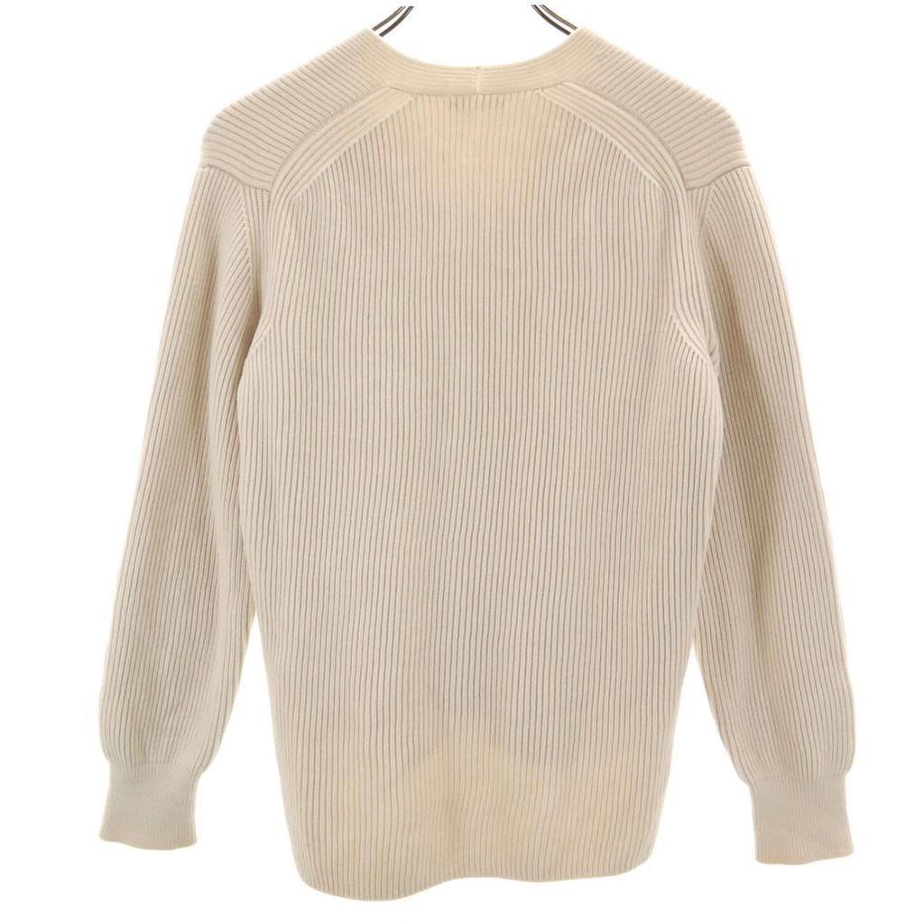 AURALEE made in Japan Long sleeve V neck sweater 1 beige Rib knit Women Used