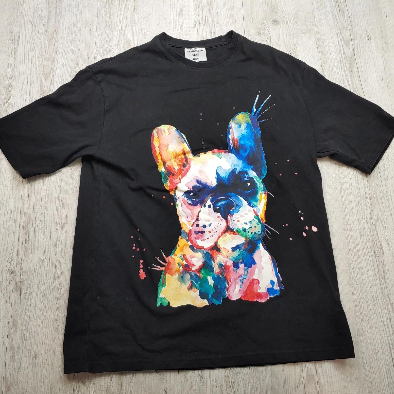 Noceur Unrivalled Watercolor French Bulldog Graphic T-Shirt Men s Size 1 Black L