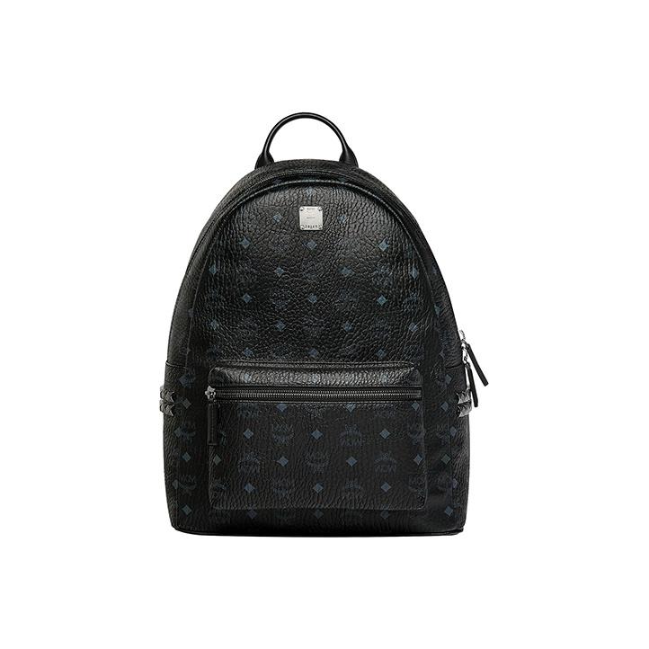 MCM Monogram Print Silver Hardware Classic Double Side Studs Large Capacity Coated Canvas And Napa Leather Backpack Unisex Backpack MMK6SVE38BK001