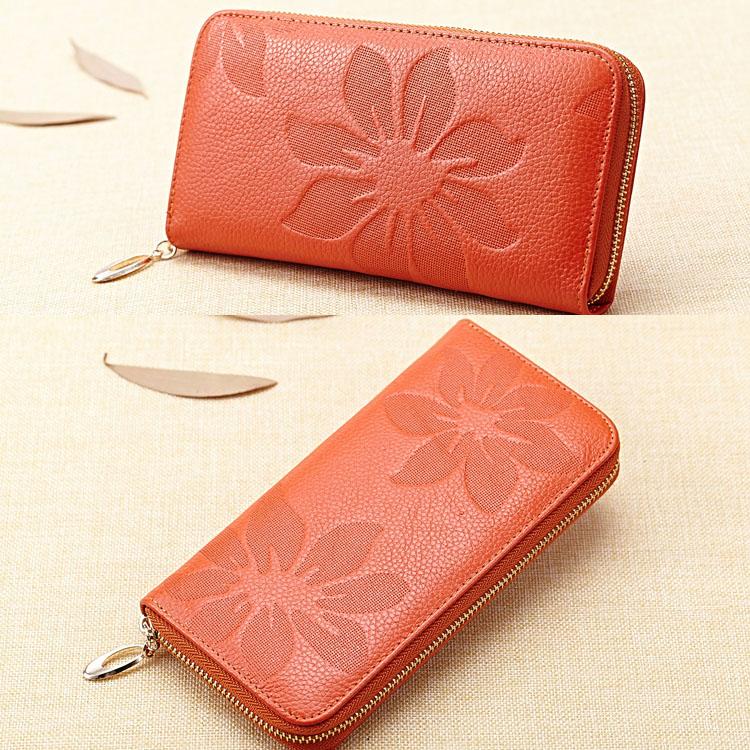 Women's Wallet Long Handbag Leather Wallet Coin Purse Square Bag Zippered Bag Wallet