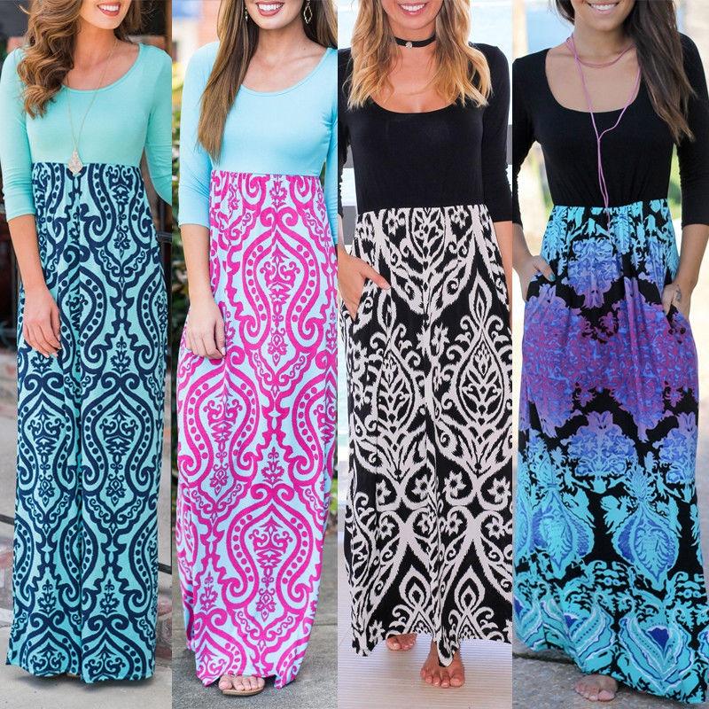 Premium Quality Boho Long Maxi Dress Featuring Floral Vintage Design For Summer