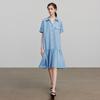 Chuyu Women's Faux Denim Spliced Mid-Length Shirt Dress