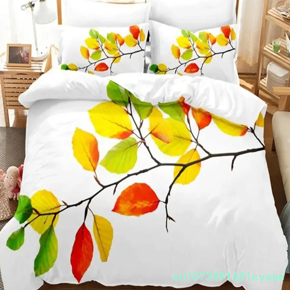 Maple Leaf Queen Bedding Set Duvet Cover Set Kids Bedding Digital Printing Bed Linen King Size Duvet Cover