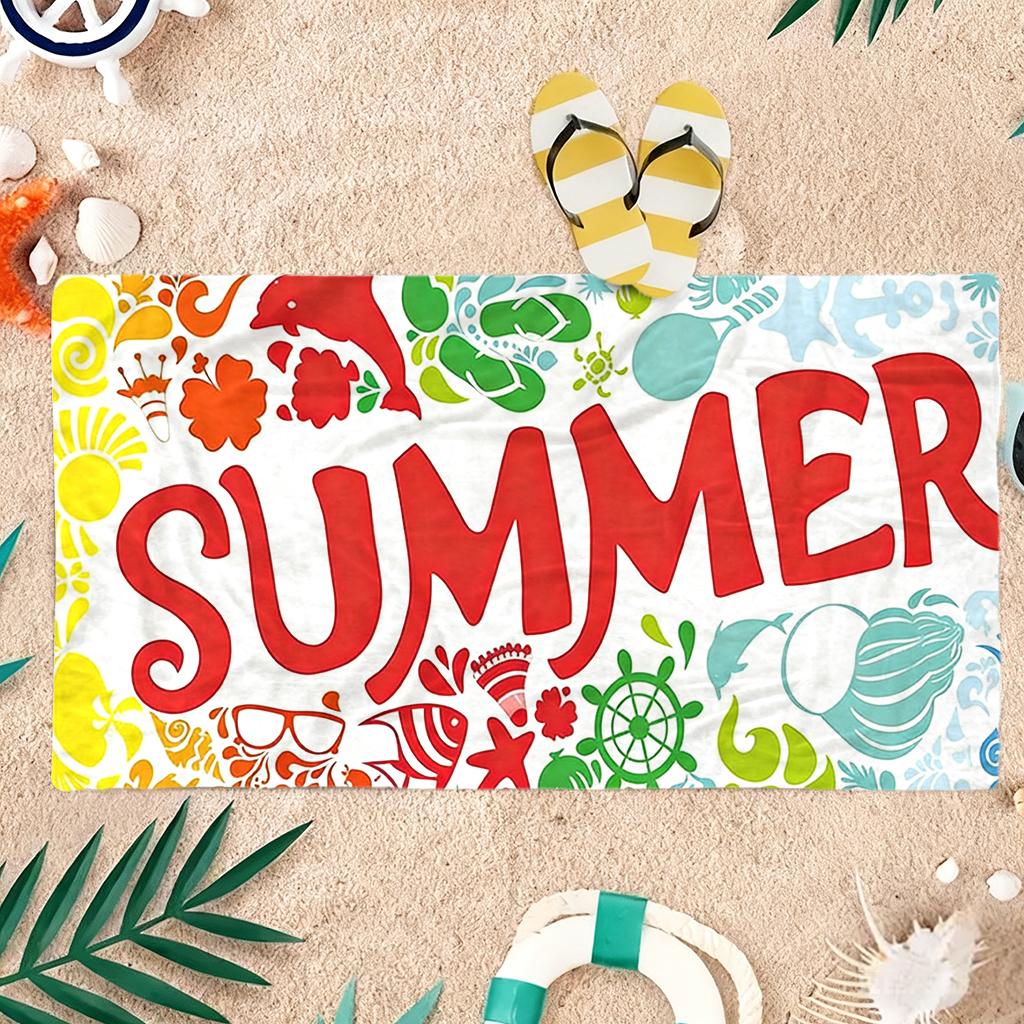 1 pièce Serviette de Plage Thème ÉTÉ Séchage Rapide Super Absorbante Convient pour la Natation Vacances à la Plage Piscine Salle de Sport Cadeau d'Été pour Amis