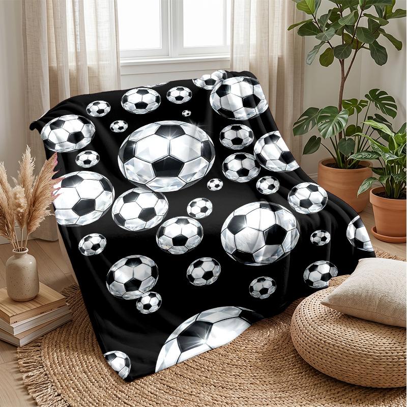 Soccer Ball Lightning Energy Theme blanket Lightweight Warm Flannel Blanket Decorative Throw Blanket for Home Decoration