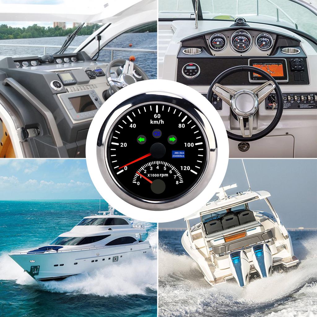 85mm 120kmCelsiush GPS Speedometer 0‑8000rpm Tachometer Gauge LCD Multicolored Backlight for Car Boat Yacht RV Truck