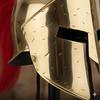 King Leonidas Golden Spartan Helmet, Red Plume Greek Warrior Armor, 300 Movie Cosplay Helm, Medieval Greek Collectible