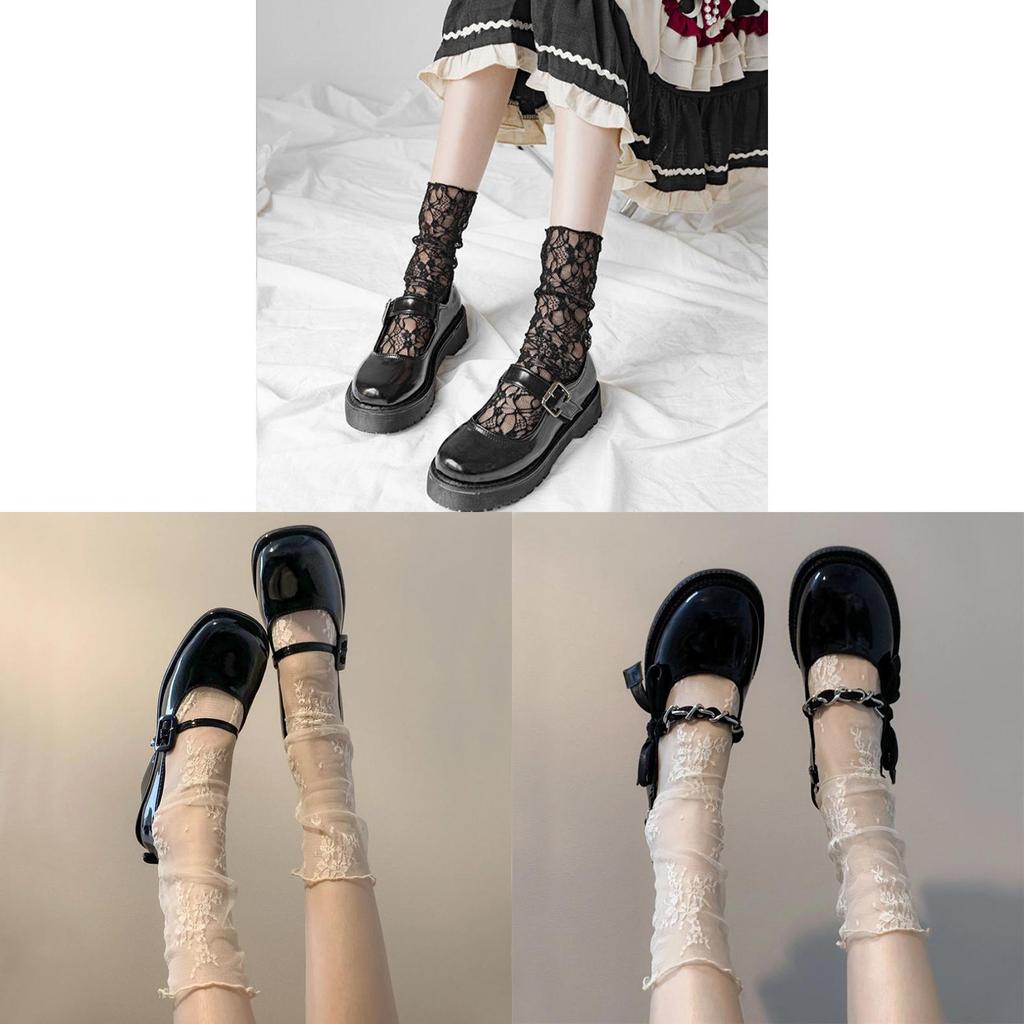 Lolita Lace Thigh High Socks With Breathable Mesh For Girls Spring Fashion