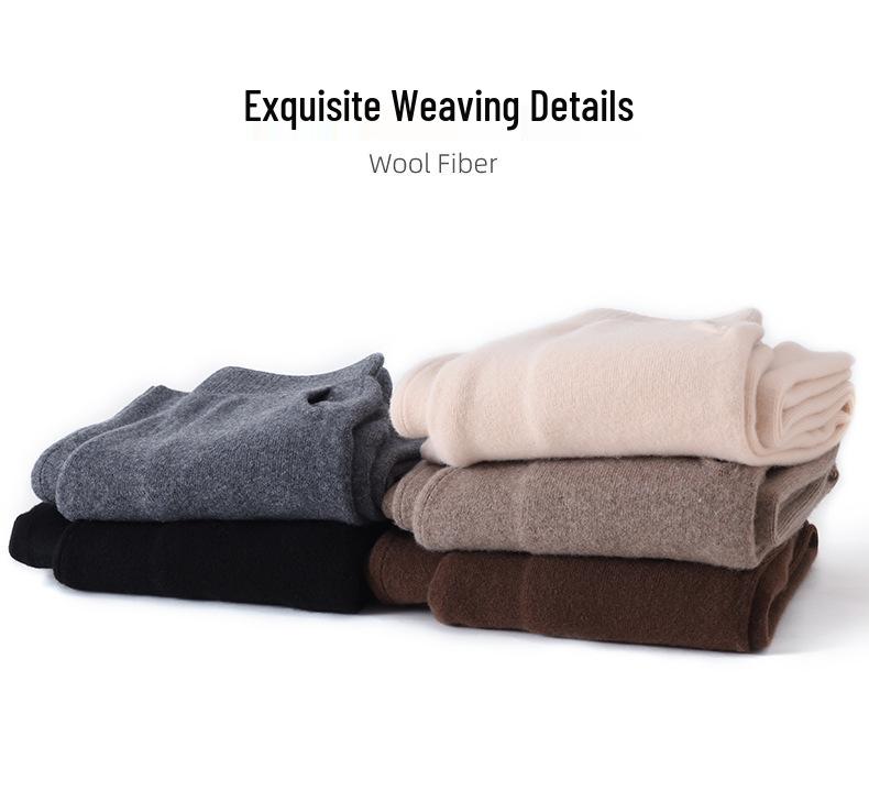 Women's 100% Wool Knit Wide-Leg High-Waist Floor-Length Pants for Autumn/Winter Casual Wear