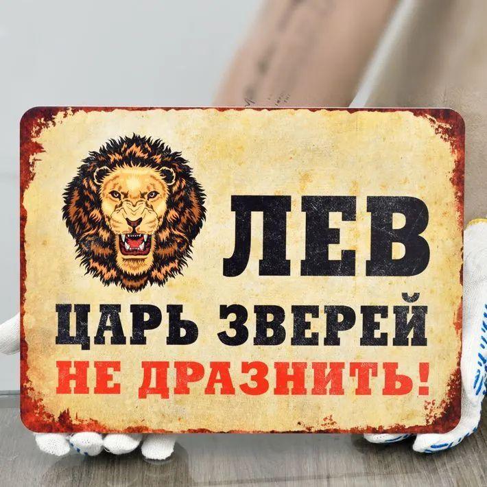 Lion King of Beasts Do Not Tease! Funny Metal Sign 30x20cm, Vintage Animal Wall Decor