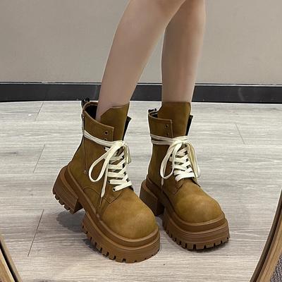 Chaussures tendance pour femmes 2024, bottes à lacets avant de haute qualité pour femmes, bout rond, bottes mi-mollet zippées, vente chaude pour le bureau et la carrière