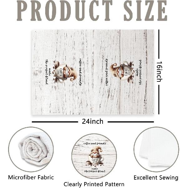 Coffee Kitchen Towels, Coffee-themed Gifts for Women Men Girls, Bar Decor Accessories, 16x24 Inch