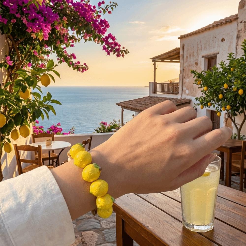 Exaggerated Lemon Bracelet Colorful Beads Stacked Bracelet Cute Fruit Beaded Bracelet  Girls Wear