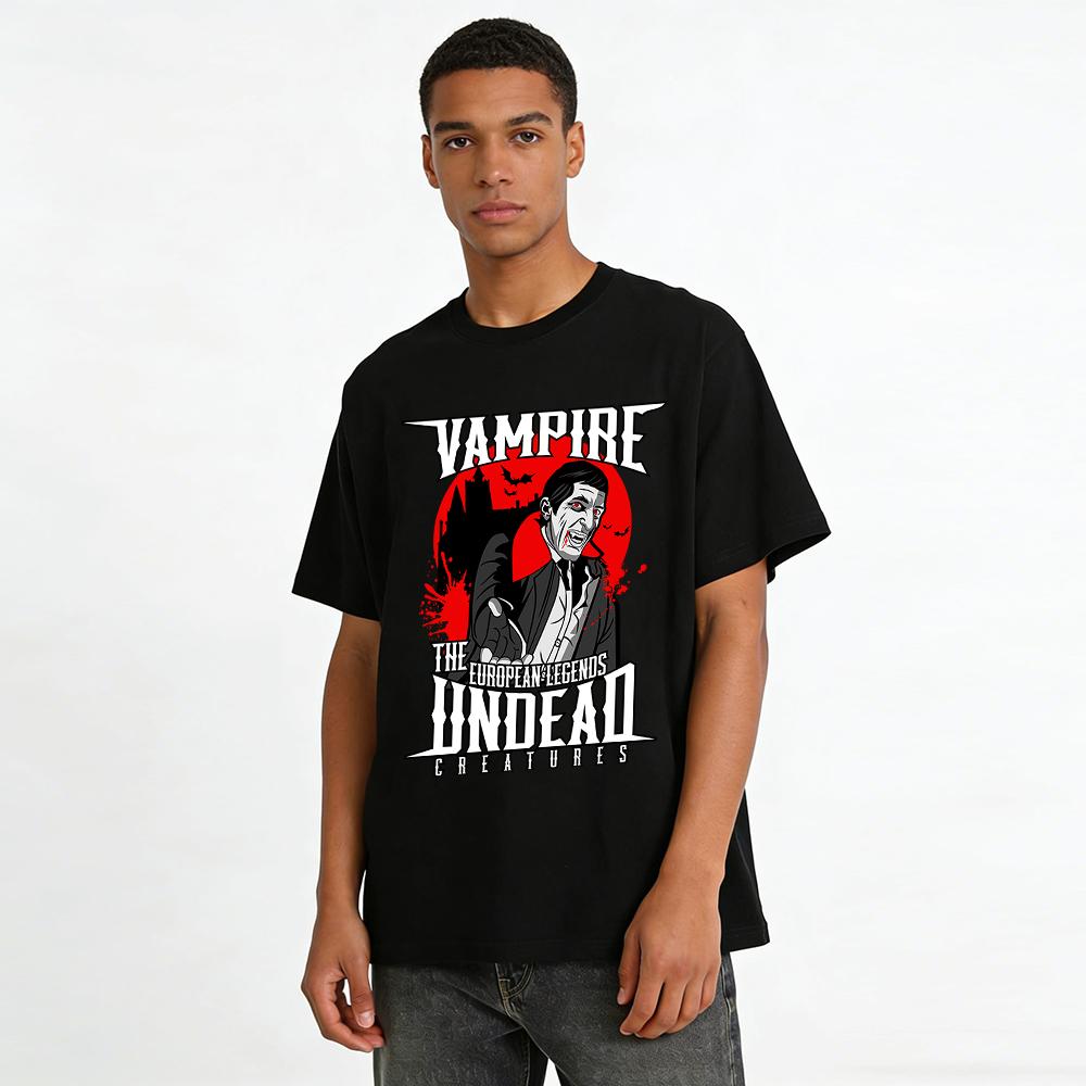 Vampir Europäische Legenden Untote Kreaturen Grafik T-Shirt Gothic Top Reines Baumwoll-T-Shirt
