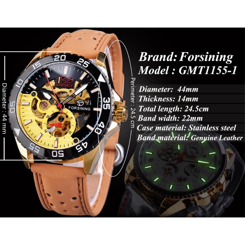 Forsining Men's Fashion Casual Hollow Waterproof Automatic Mechanical Watch