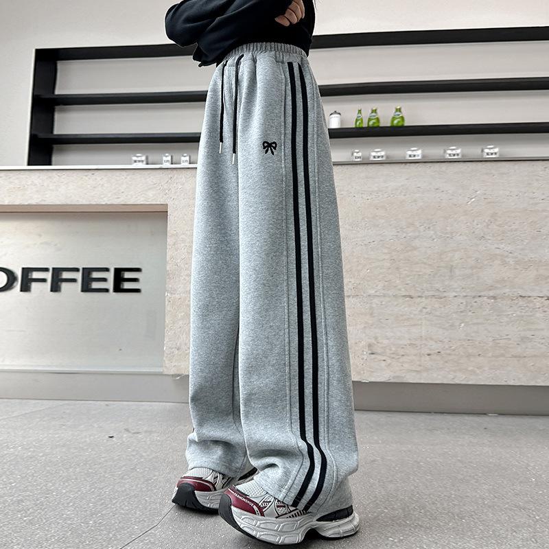 Calças Esportivas para Menina Adolescente Primavera Calças Casuais de Perna Larga Calças Retas Soltas Infantis Roupas de Outono para Crianças