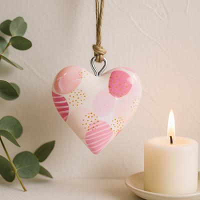 Holzherz-Ornament Rosa Abstrakt Nachhaltig Handgemacht
