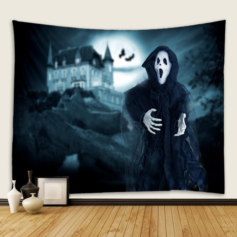 Bedroom Living Room Decor Garden Poster Decor Beach Blanket Funny Tapestry Halloween Horror Witch Skull Ghost Wall Hanging