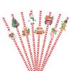 24pcs Christmas Paper Straws with Cartoon Snowman Xmas Tree Santa Claus Merry Christmas Drink Straws Navidad Decor New Year 2025