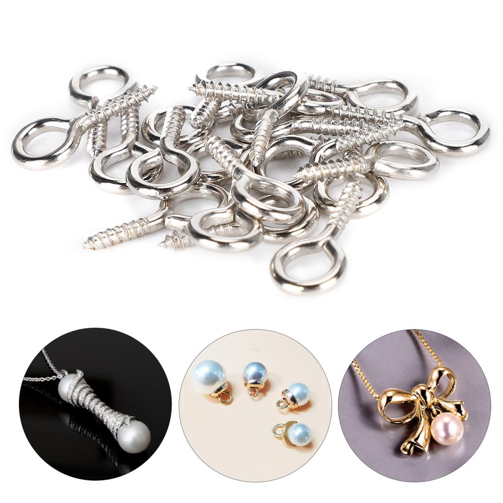 200Pcs Pearl Screw Eye Peg Pin Pendant Connector Screw Spike DIY Making Jewelry Accessorysilver