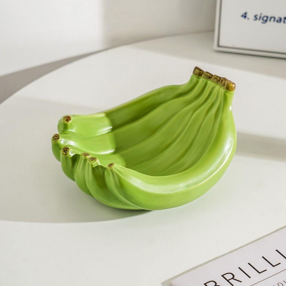 Vassoio portaoggetti a forma di banana in ceramica Contenitore portaoggetti durevole Vassoio multifunzione per frutta Ristorante