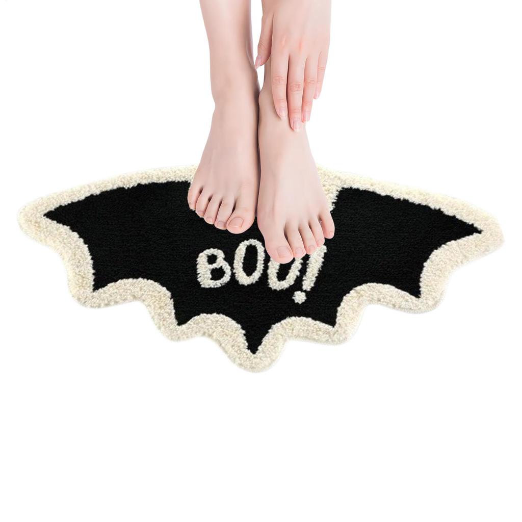 80x40cm Halloween Bat Door Mat Halloween Outdoor Bat Rug Goth Decor Absorbent Soft Carpet Seasonal Home Decorations for Bathroom