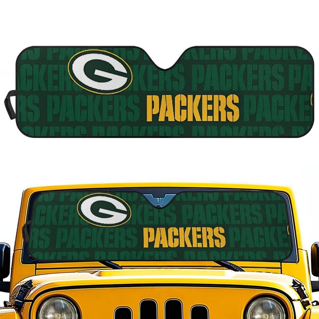 Customizable Green Bay Car Sunshade - Heat Insulation and Block Pattern Design
