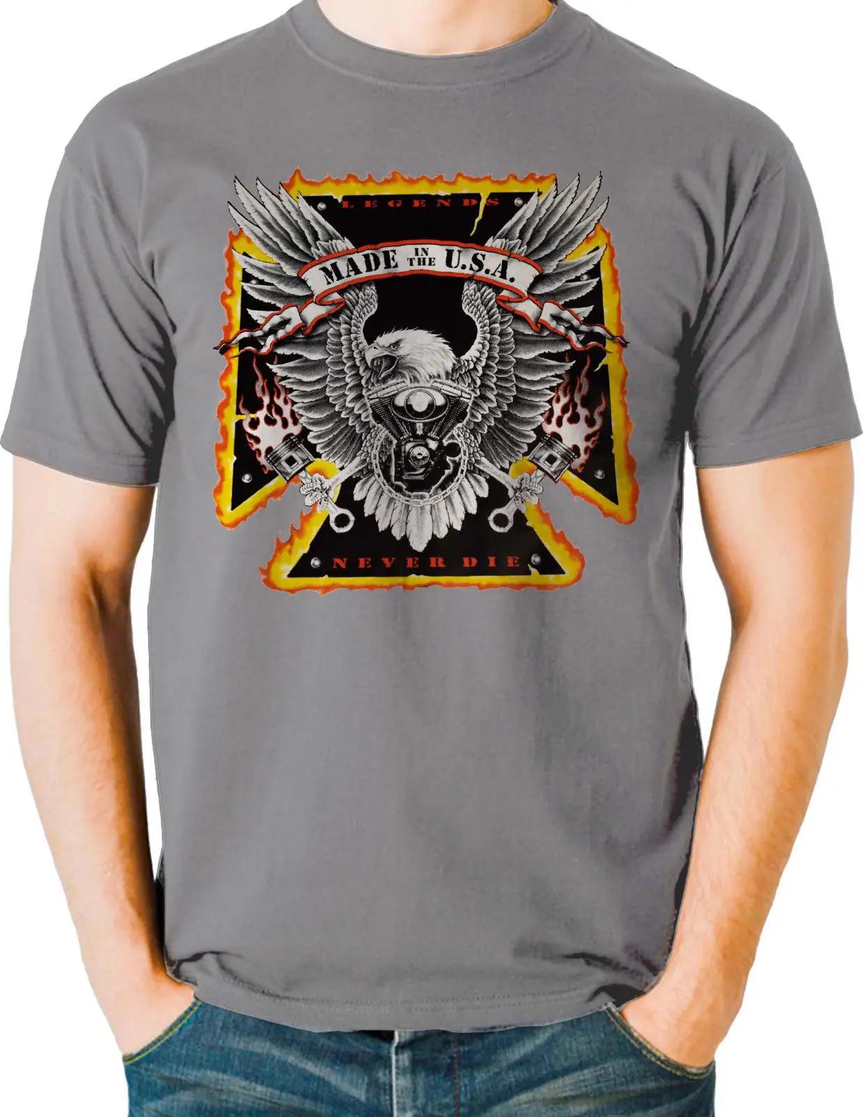 

Legends Never Die. Road Riding Motorcyclist Eagle Cross T Shirt. New 100% Cotton Short Sleeve O-Neck T-shirt Casual Mens Top ... S разноцветный