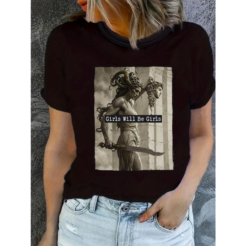 

Casual Fashion Women s Girls Will Be Girls Letter Print Women s T-Shirt S