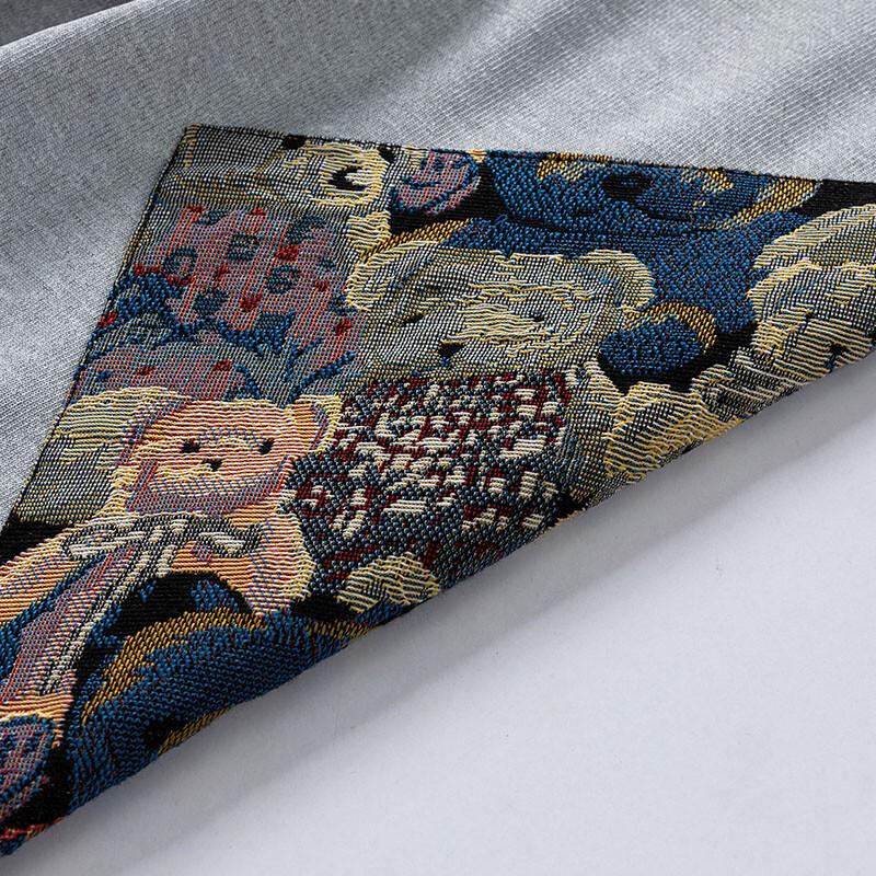 Charles Heart Bear Unisex Colorblock Embroidered Crewneck Sweatshirt