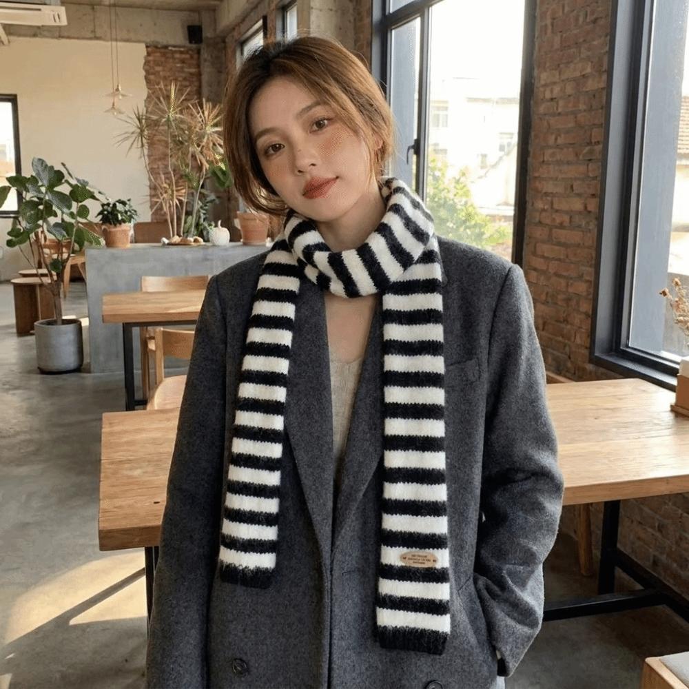 Y2K Style Striped Scarf Collocation Clothing Accessories Knitted Shawl Long Narrow Scarves Outdoor