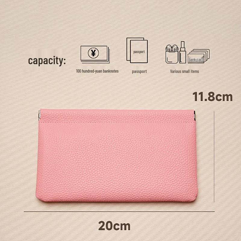 

Cross-Border Leather Wallet: Elegant Handheld Bag & Coin Purse with Snap Closure for Business, Tickets & Large Bills розовый