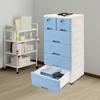 6pcs Drawers PP Rectangle Storage Cabinet Home Furniture with 4 Bottom Wheels,Two Small Drawers with Locks Simple Elegant Design